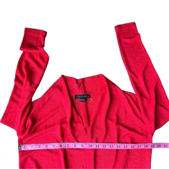 Sanctuary Women’s Cherry Red Gathered Knot Soft Knit Plunge Neck Sweater, Small - Picture 9 of 10
